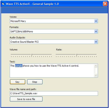 Wave TTS ActiveX (OCX) screenshot 2