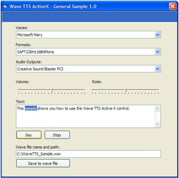 Wave TTS ActiveX (OCX) screenshot 2