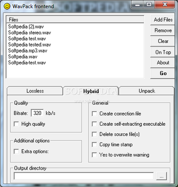WavPack frontend screenshot 2