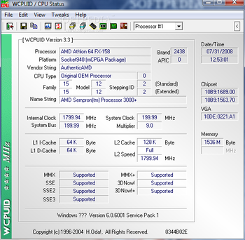 WCPUID screenshot