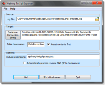 Web Log to SQL Exporter screenshot