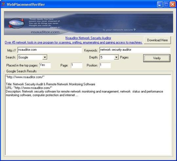 Web Placement Verifier screenshot