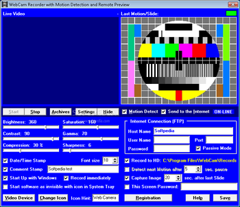 WebCam Recorder with Motion Detection and Remote Preview screenshot