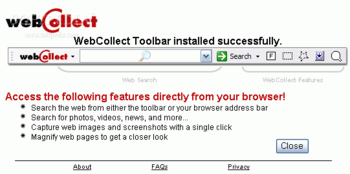 WebCollect Toolbar screenshot