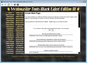 Webmaster Tools screenshot