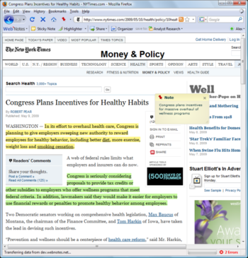 WebNotes IE Toolbar screenshot