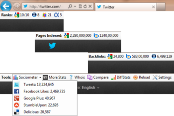 WebRank SEO IE Toolbar screenshot
