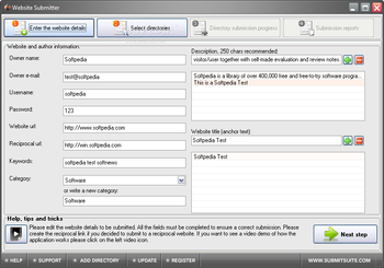 Website Submitter screenshot