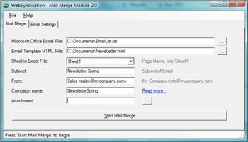 WebSyndication Mail Merge Module screenshot
