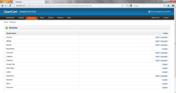 Webuzo for OpenCart screenshot