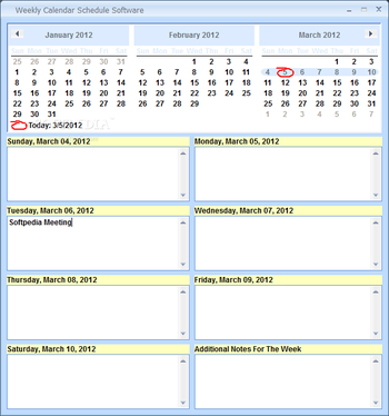 Weekly Calendar Schedule Software screenshot
