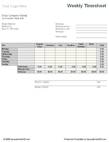 Weekly Time Sheet Template screenshot