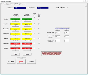 Weekly Work Scheduler screenshot 4