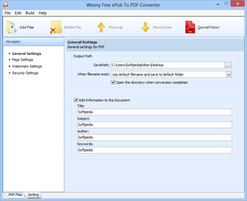 Weeny Free ePub to PDF Converter screenshot 2