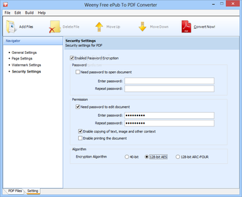 Weeny Free ePub to PDF Converter screenshot 5