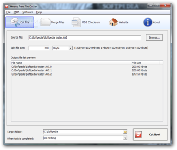 Weeny Free File Cutter screenshot