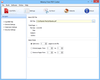 Weeny Free PDF Cutter screenshot