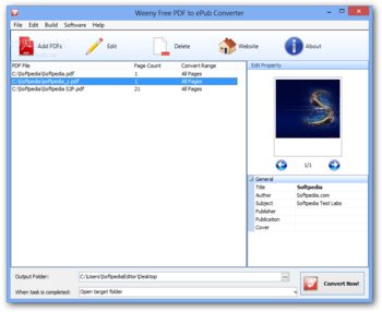 Weeny Free PDF to ePub Converter screenshot