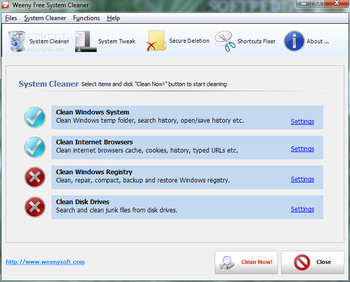 Weeny Free System Cleaner screenshot