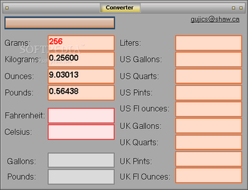 Weight and temperature converter screenshot