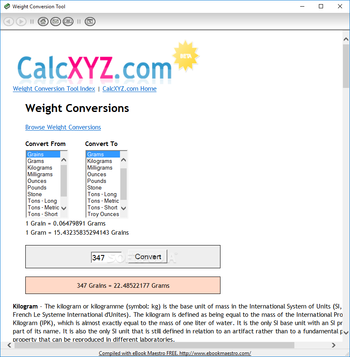 Weight Conversion Tool screenshot