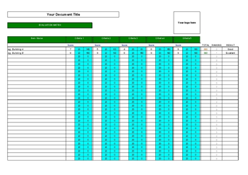 Weighted Evaluation Matrix screenshot