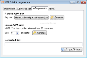 WEP and WPA keygenerator screenshot 2