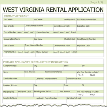 West Virginia Rental Application screenshot