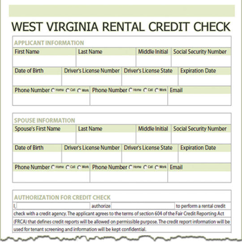 West Virginia Rental Credit Check screenshot