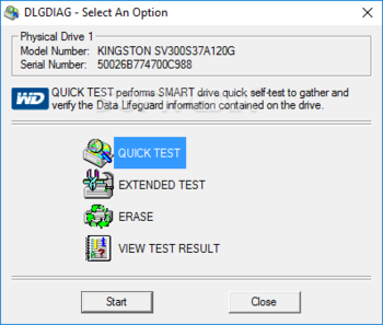 Western Digital Data Lifeguard Diagnostics screenshot 2