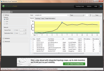 WhatsUp Visual TraceRoute screenshot