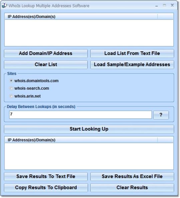 WhoIs Lookup Multiple Addresses Software screenshot