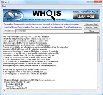 Whois screenshot