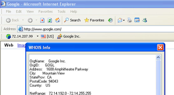 WHOIS Toolbar for Internet Explorer screenshot