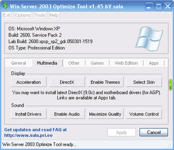 Win 2003 Optimize Tool screenshot 2