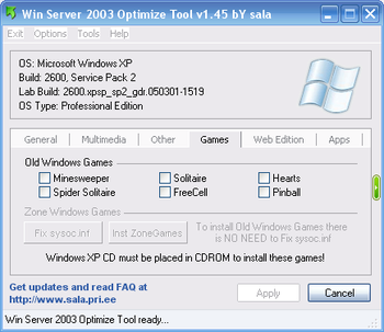 Win 2003 Optimize Tool screenshot 3
