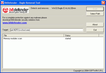 Win32.Bagle.AL@mm free removal tool screenshot