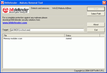 Win32.Mabutu.A@mm Free Removal Tool screenshot