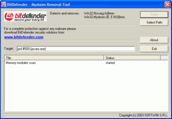 Win32.MyDoom.M@mm Free Removal tool screenshot