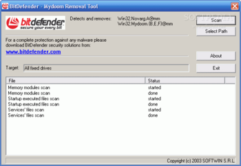 Win32.Mydoom.V@mm Free Removal tool screenshot 2