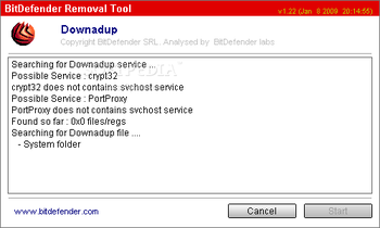 Win32.Worm.Downadup Removal Tool screenshot