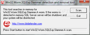 Win32.Worm.SQLExp.Slammer Detection and Removal Tool screenshot