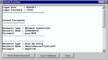 Win9x PassView screenshot