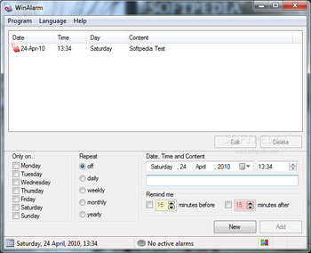 WinAlarm screenshot