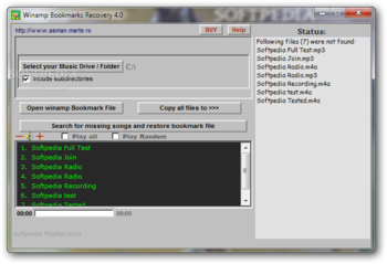 Winamp Bookmarks Recovery screenshot
