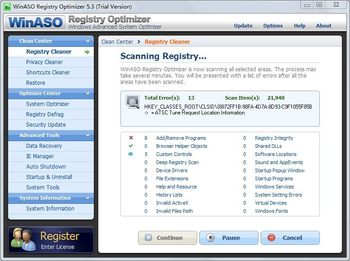 WinASO Registry Optimizer screenshot