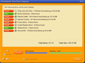 WinCleaner OneClick Professional Clean screenshot 3