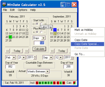 WinDate Calculator screenshot