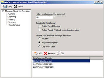 WinDeveloper Message Recall screenshot
