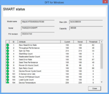 WinDFT (HGST Drive Fitness Test) screenshot 7